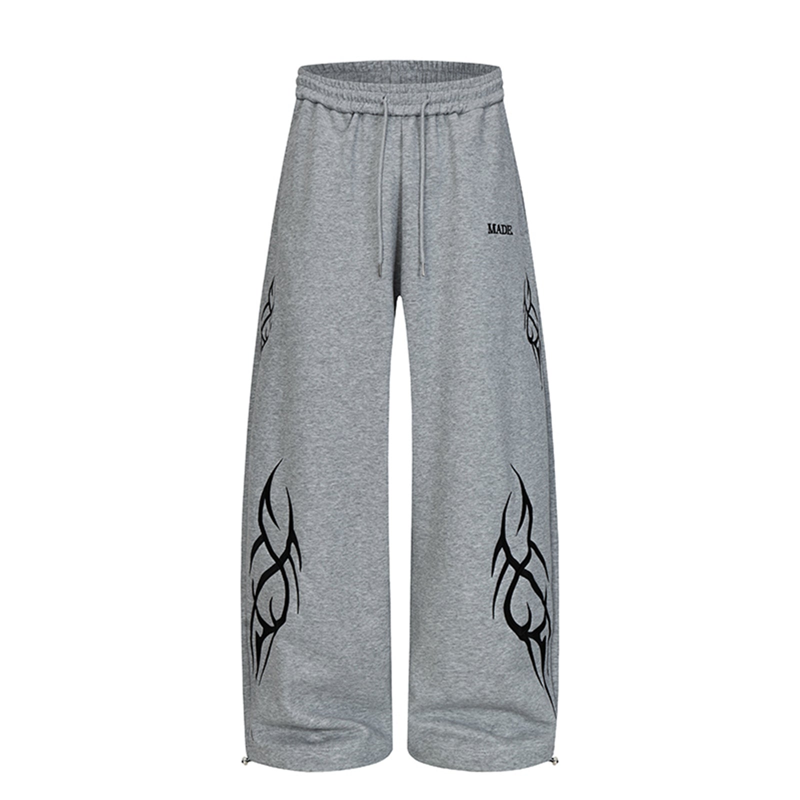 Tribal Print Wide-Leg Sweatpants with Drawstring Waist