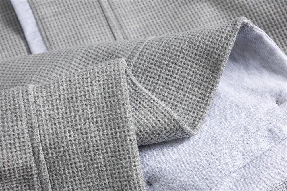 Herren-Bomber-Cardiganjacke aus Waffelstrick mit Stehkragen – Lässige Passform