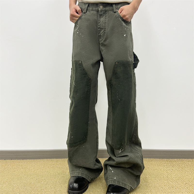 Cordhosen im Patchwork-Carpenter-Stil – Wide Leg, Paint-Splatter, Workwear-Hose