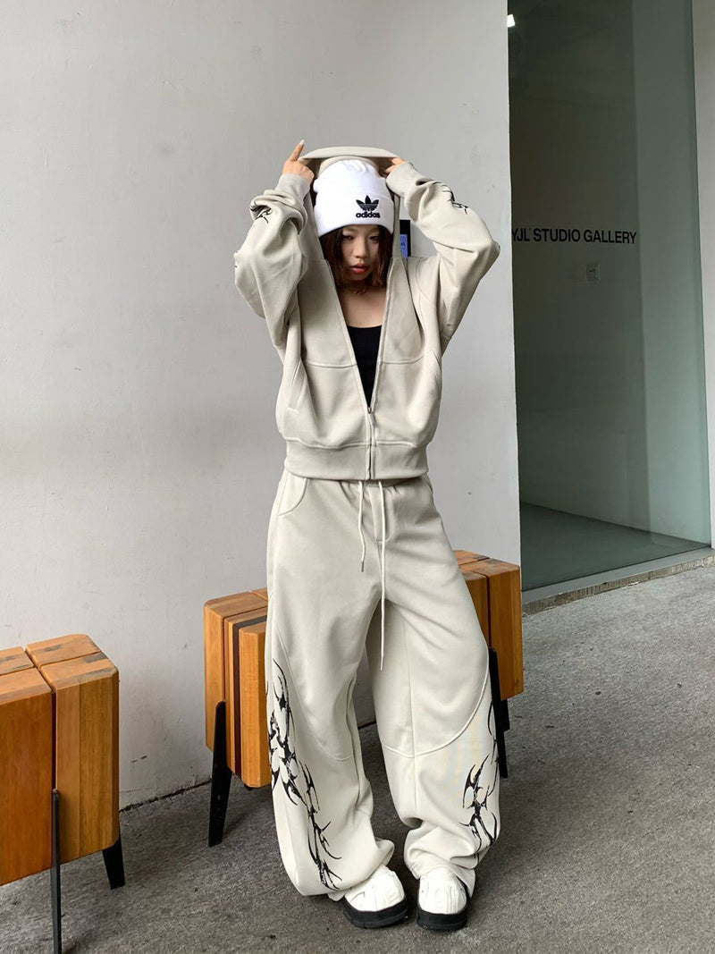 Wide-Leg Sweatpants with Tribal Print – Baggy Hip-Hop Joggers