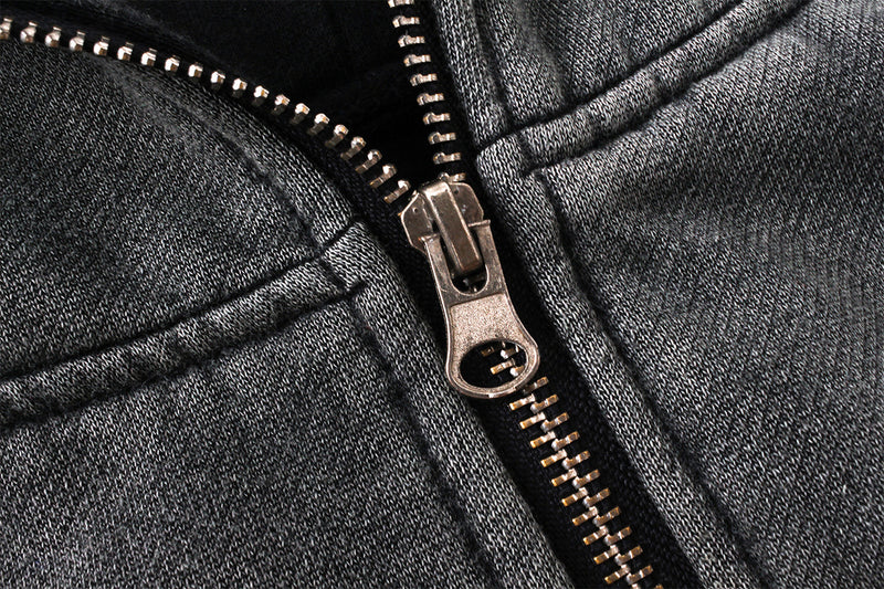 Balaclava-Zip-Hoodie – Verwaschener, oversized Full-Face-Sweater