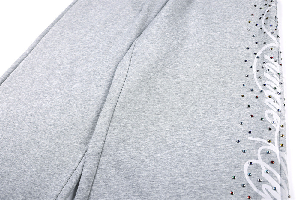 Wide-Leg Sweatpants with Rhinestone Script Graphic – Men's Relaxed Fit