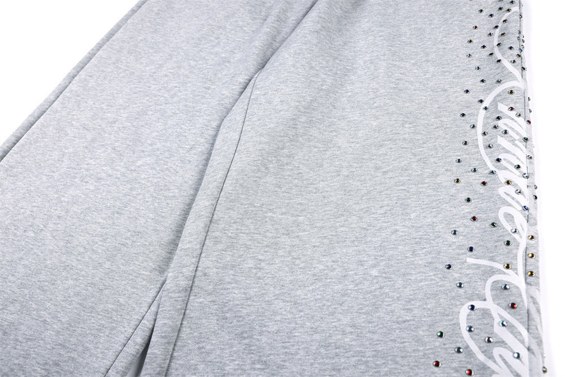 Wide-Leg Sweatpants with Rhinestone Script Graphic – Men's Relaxed Fit