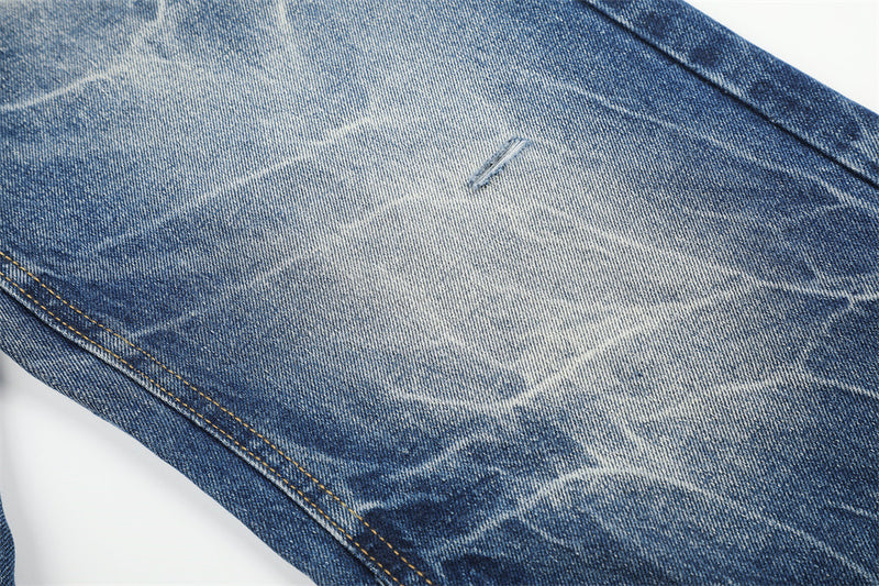 Jeans délavés usés à jambes larges – Denim vintage punk délavé pour homme