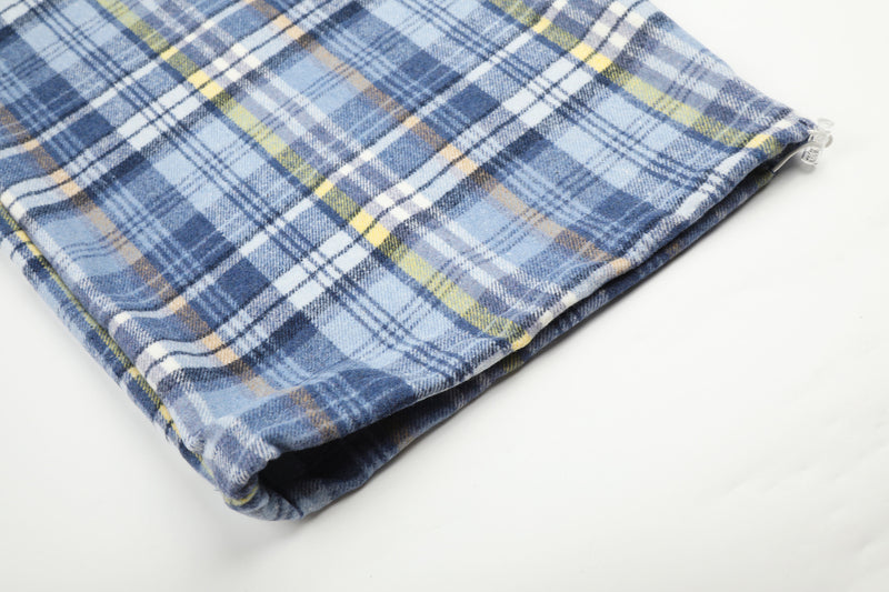 Plaid Wide-Leg Pants – Relaxed Fit Flannel Drawstring Trousers