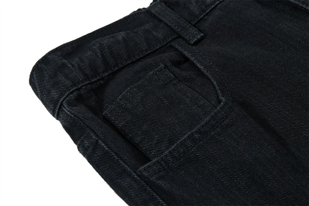 Vaqueros cargo para hombre — Pantalón vaquero de pierna ancha con múltiples bolsillos y lavado desgastado
