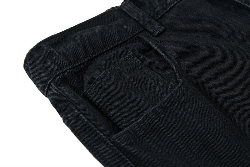 Vaqueros cargo para hombre — Pantalón vaquero de pierna ancha con múltiples bolsillos y lavado desgastado