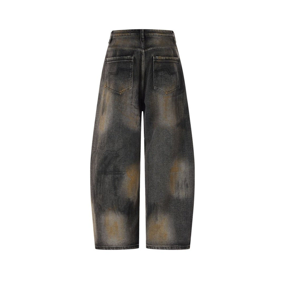 Distressed Baggy Wide-Leg Jeans – Men's Punk Washed Straight-Cut Denim with