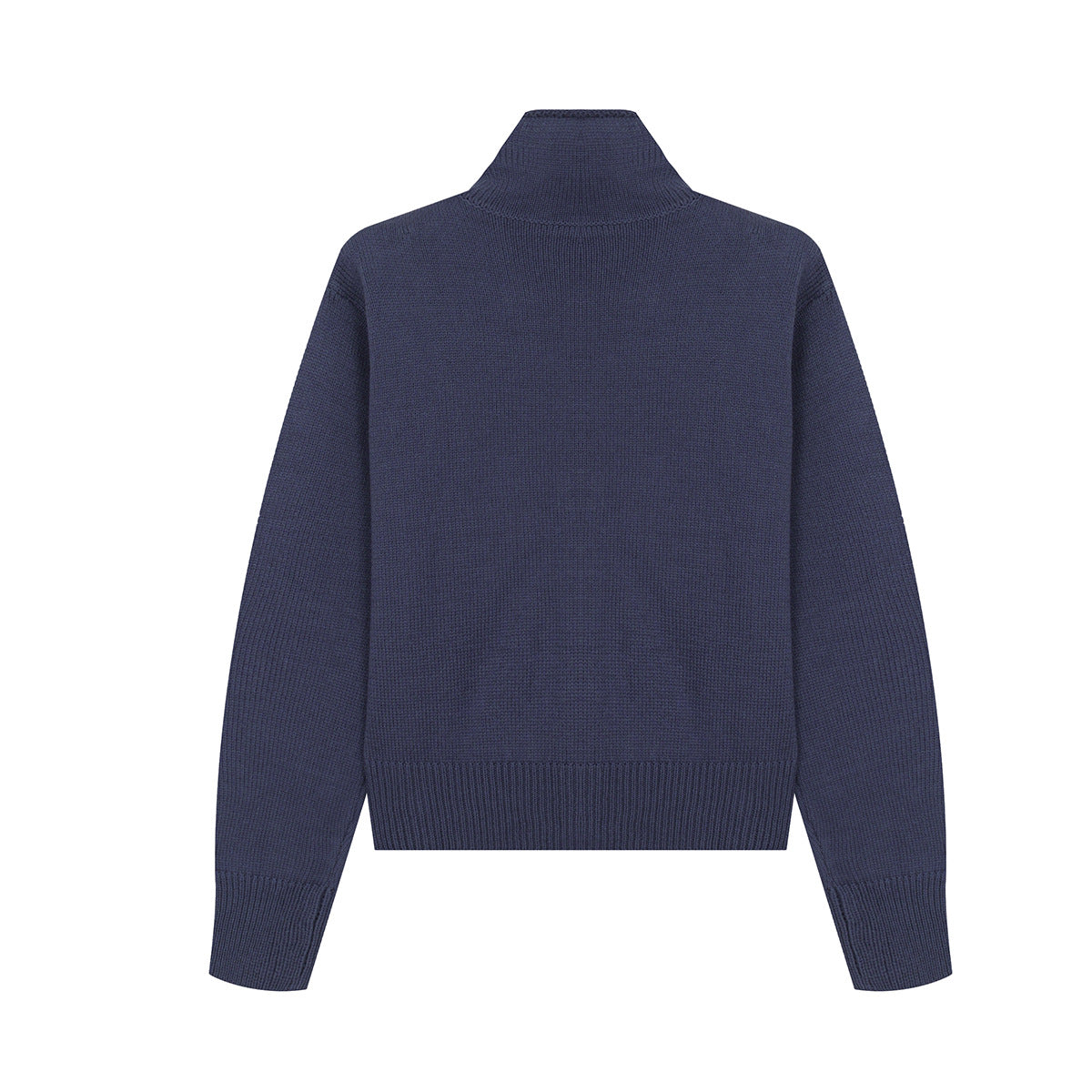 Cable Knit Colorblock Cardigan Sweater – Navy Stand Collar Button-Up