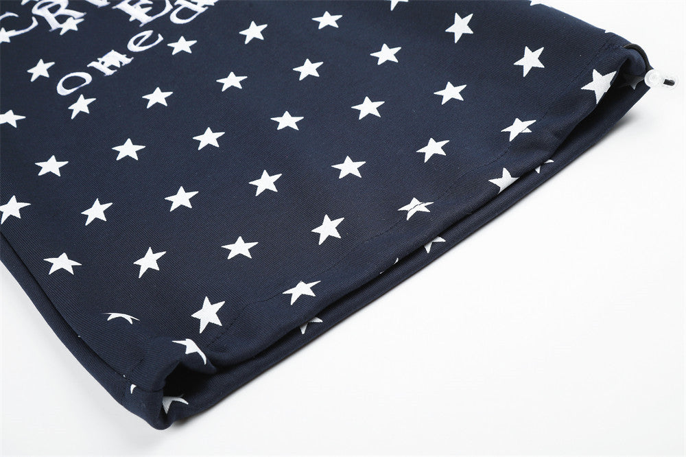 Wide-Leg Star & Letter Print Pants – Men's Hip-Hop Streetwear Baggy Fit