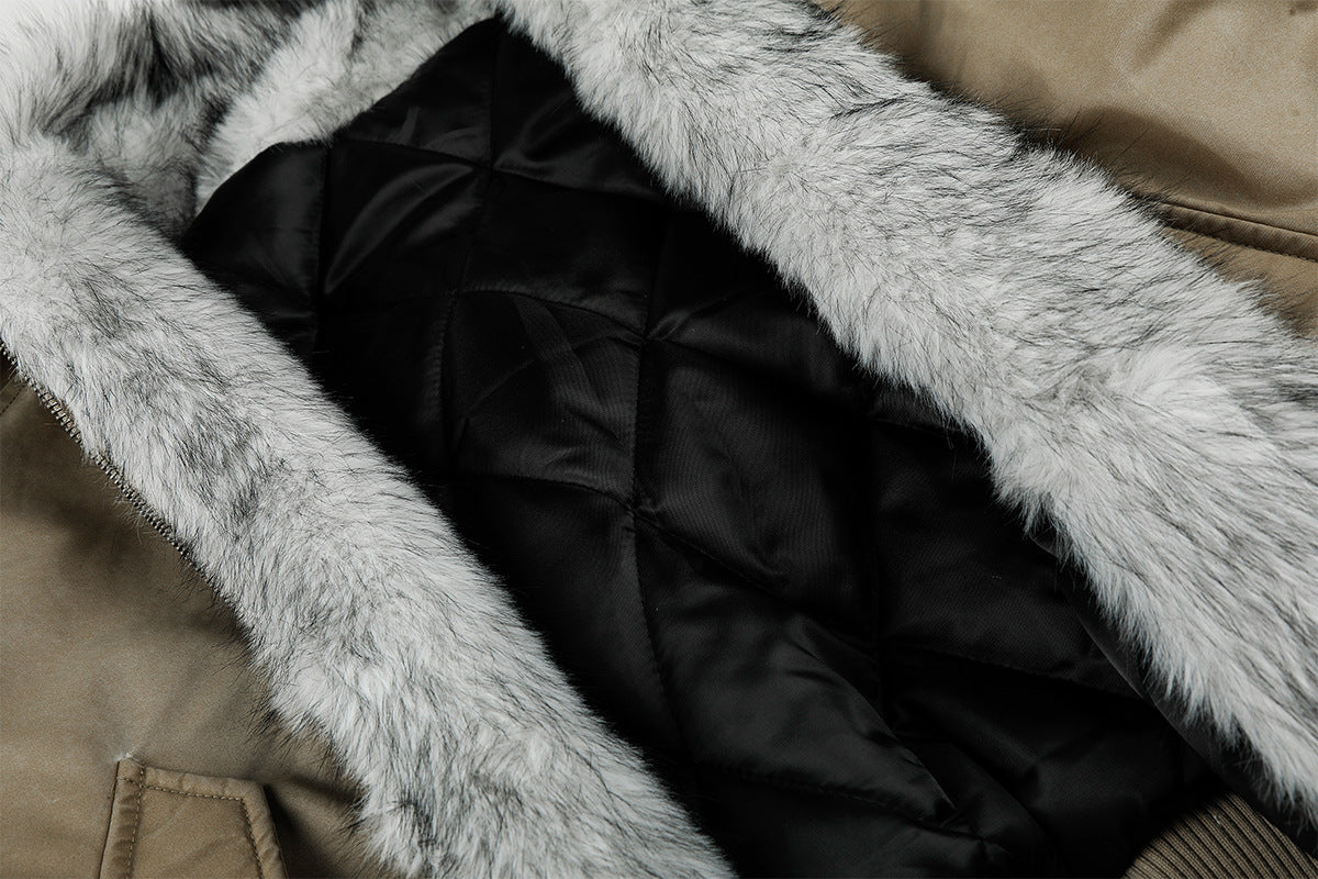 Men's Padded Bomber Jacket with Faux Fur Collar – Oversized Flight Jacket