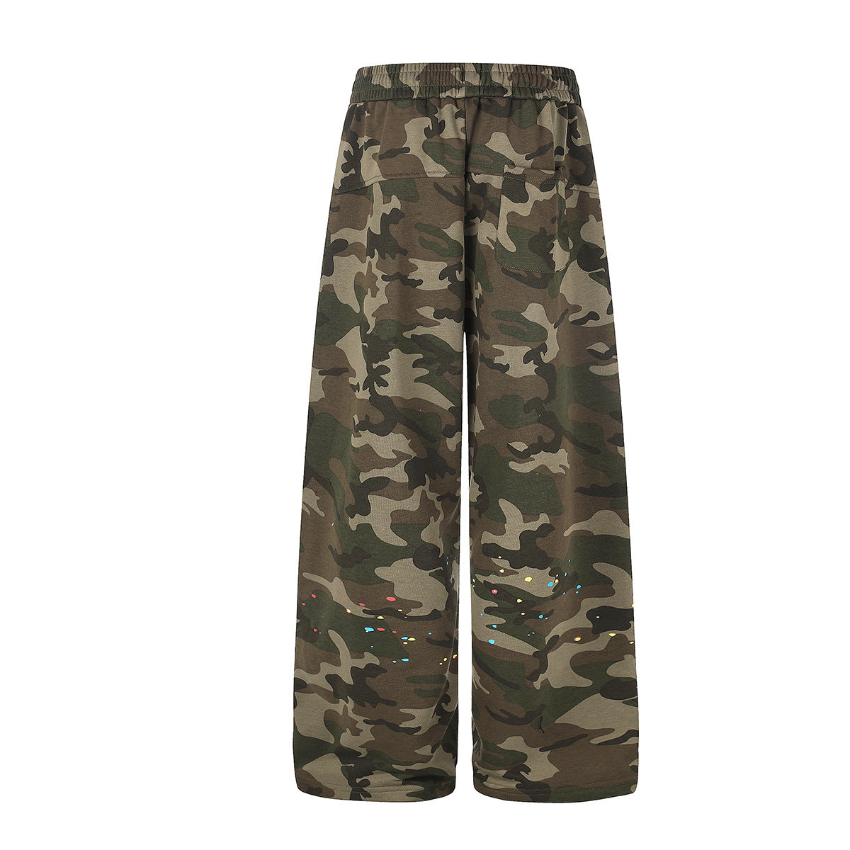Camo-Wide-Leg-Jogginghose mit Graffiti-Schriftprint und Farbspritzern
