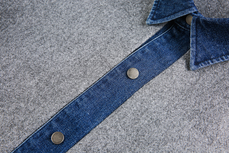 Veste boxy à boutons-pression avec col en denim – Style rétro old money