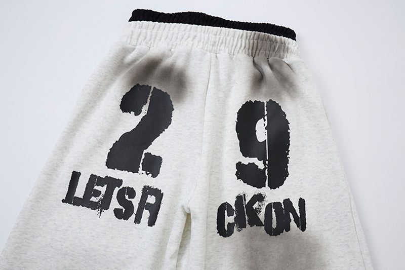 Wide-Leg-Sweatpants mit Union-Jack- und „Let's Rock On“-Print, Seitenstreifen