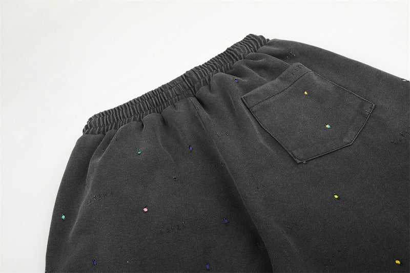 Pantalones de Chándal de Pierna Ancha con Estrellas Bordadas – Pantalones Streetwear Baggy Lavados al Ácido