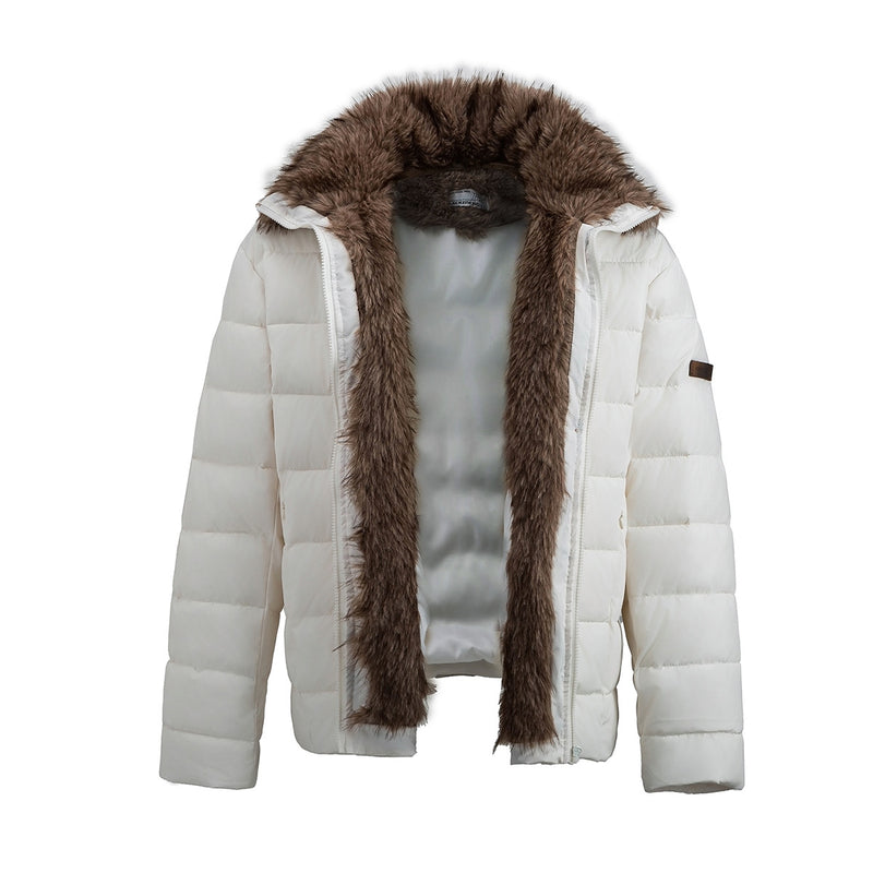 Faux Fur Collar Puffer Jacket – Quilted Winter Coat