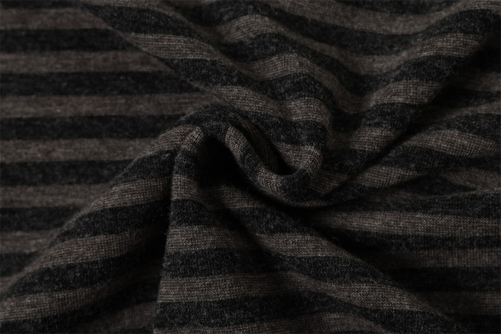 Men's Striped Henley Long-Sleeve Tee with Graphic Letter Print