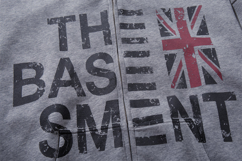 The Basement Union Jack Graphic Zip-Up Hoodie with Star Rivets