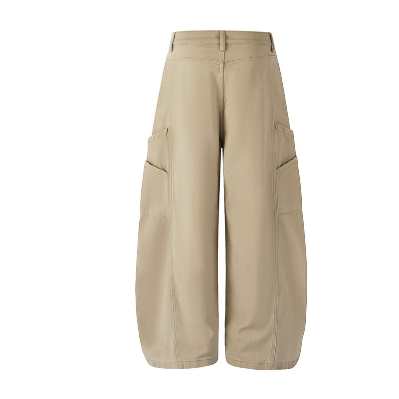 Studded Wide-Leg Cargo Pants with Oversized Pockets