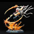 The Premium Demon Slayer Urogi Figure (37cm), a high-quality GK model, features Urogi with white hair and sunglasses in an action pose. It includes detailed fire and sword designs, stands on a base with flaming details and Japanese text, enhanced by USB light-up effects for added drama.