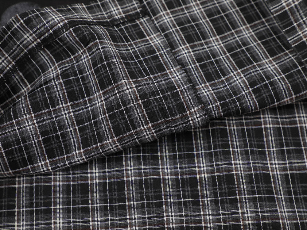 Don't Judge Me Graphic Patchwork Plaid Short Sleeve Shirt