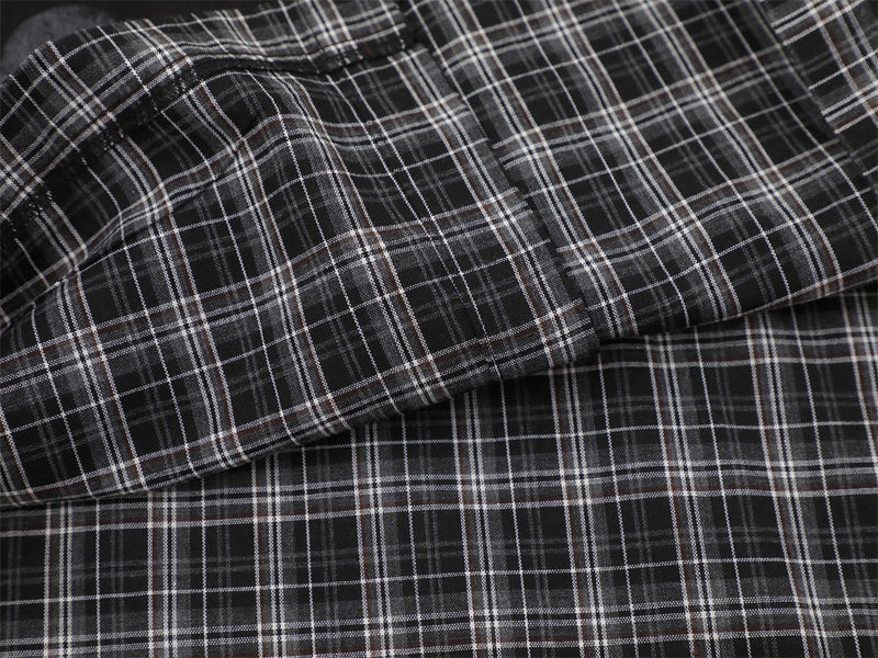 Don't Judge Me Graphic Patchwork Plaid Short Sleeve Shirt