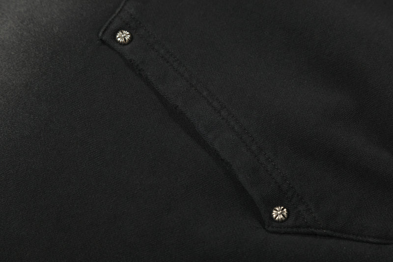 Zip-Hoodie Number 23 mit Karomuster-Applikqué und Stickerei – Gewaschener Streetwear-Look