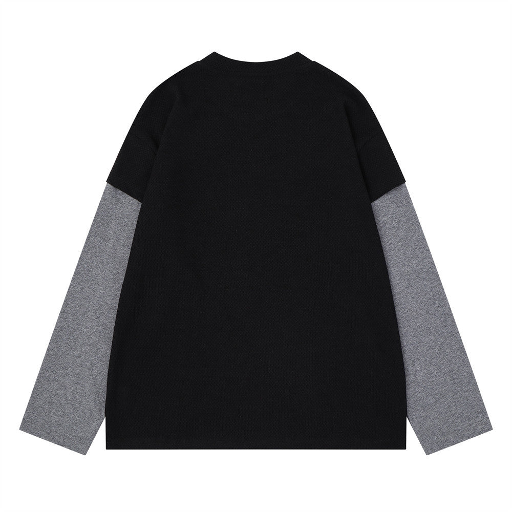 Faux-Layered Long Sleeve Graphic Tee – SAVAGEBASE Portrait Print, Men's