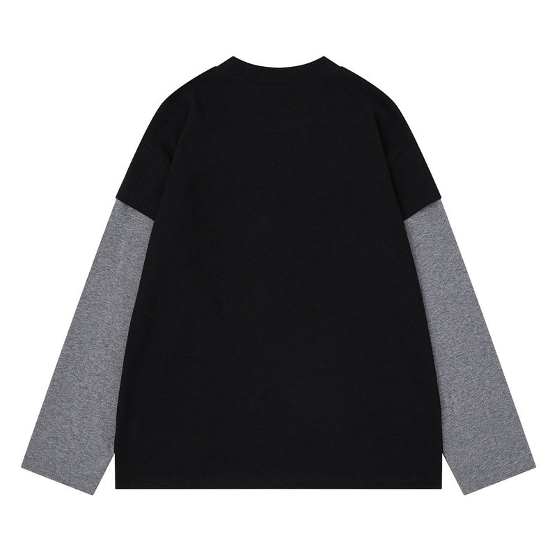 Faux-Layered Long Sleeve Graphic Tee – SAVAGEBASE Portrait Print, Men's