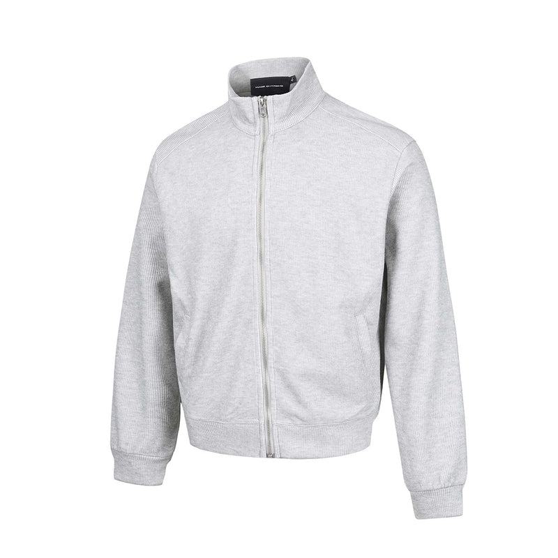 Veste homme côtelée zippée à col montant – Style sportswear vintage délavé