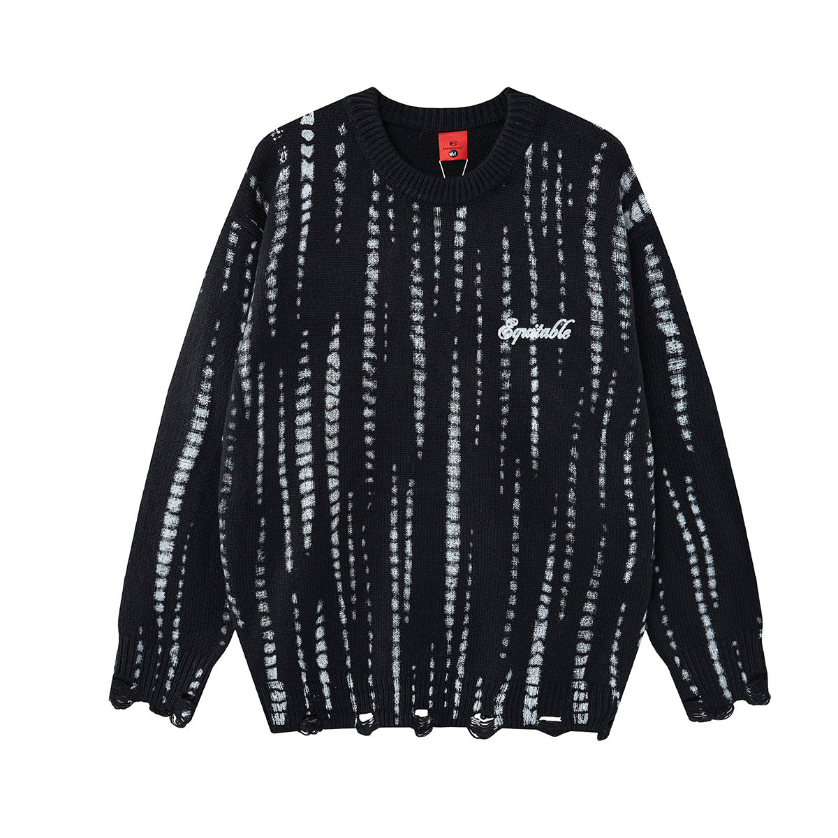 Pull en maille col rond oversize tie-dye délavé – Streetwear vintage