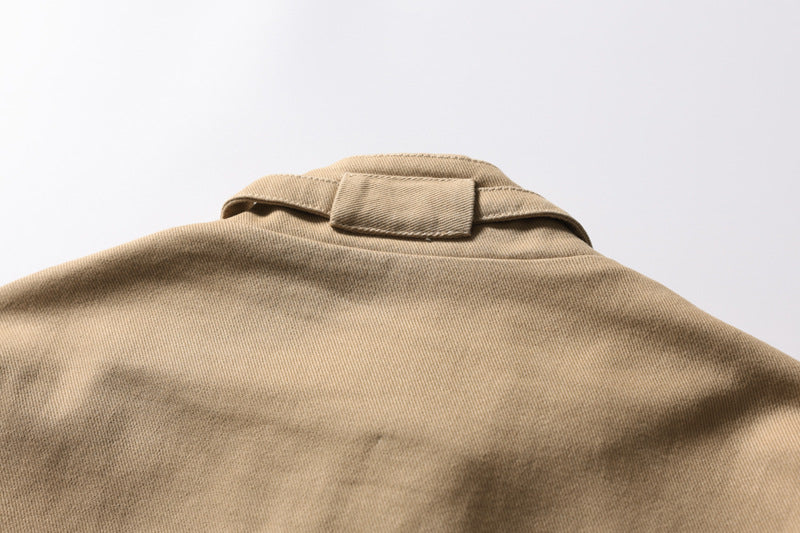 Mock Neck Workwear Bomber Jacket – Relaxed Fit Stand Collar Outerwear