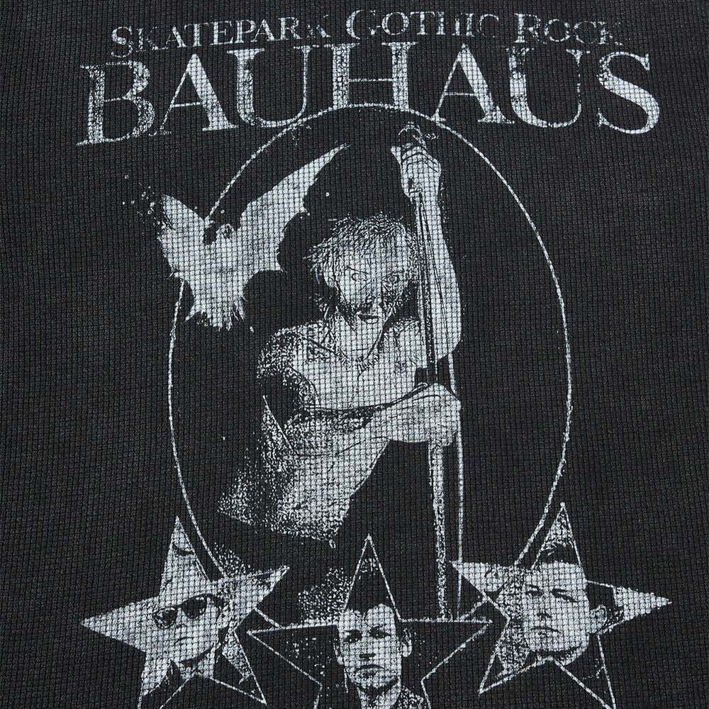 Bauhaus Gothic Rock Waffle Knit Long Sleeve Shirt – Vintage Band Graphic Tee