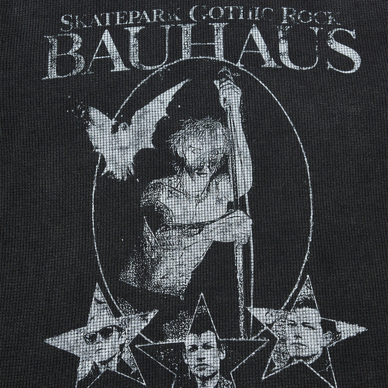 Bauhaus Gothic Rock Waffle Knit Long Sleeve Shirt – Vintage Band Graphic Tee