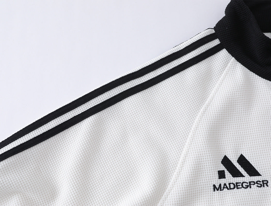 Retro-Soccer-Trainingsjacke & Wide-Leg-Trainingshose – Stickabzeichen, Streifen