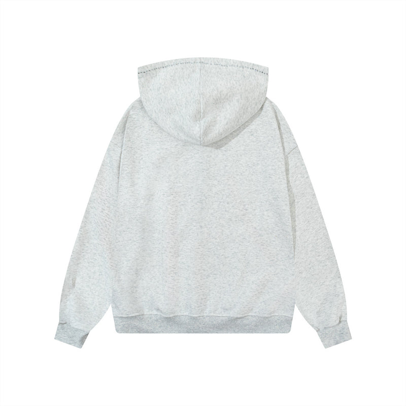 Hoodie zippé avec bordure en strass et double zip — Streetwear délavé