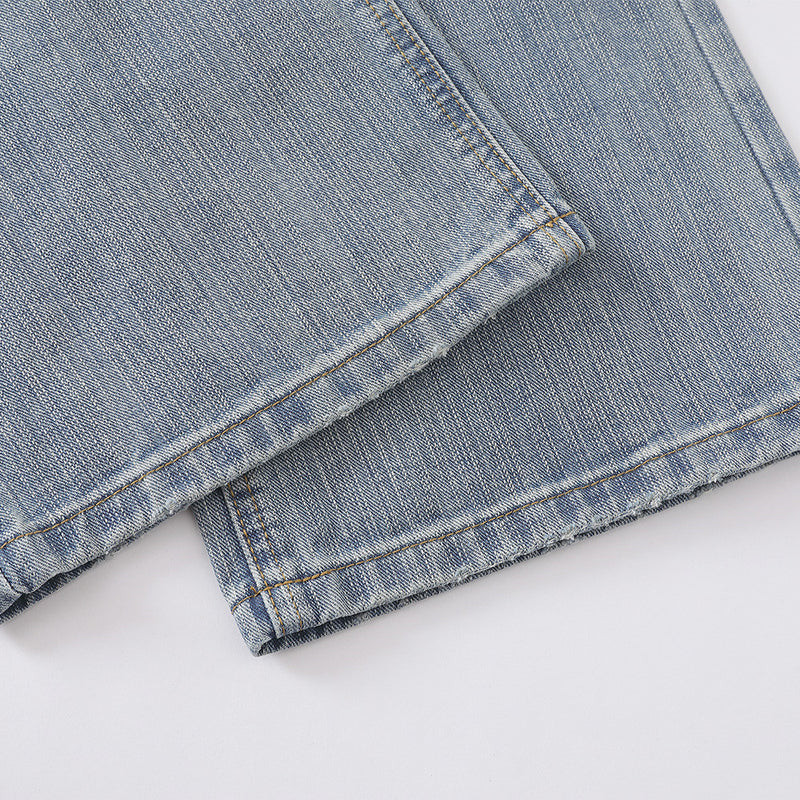 Wide-Leg Baggy Jeans – Men's Light Blue Vintage Washed Straight Denim