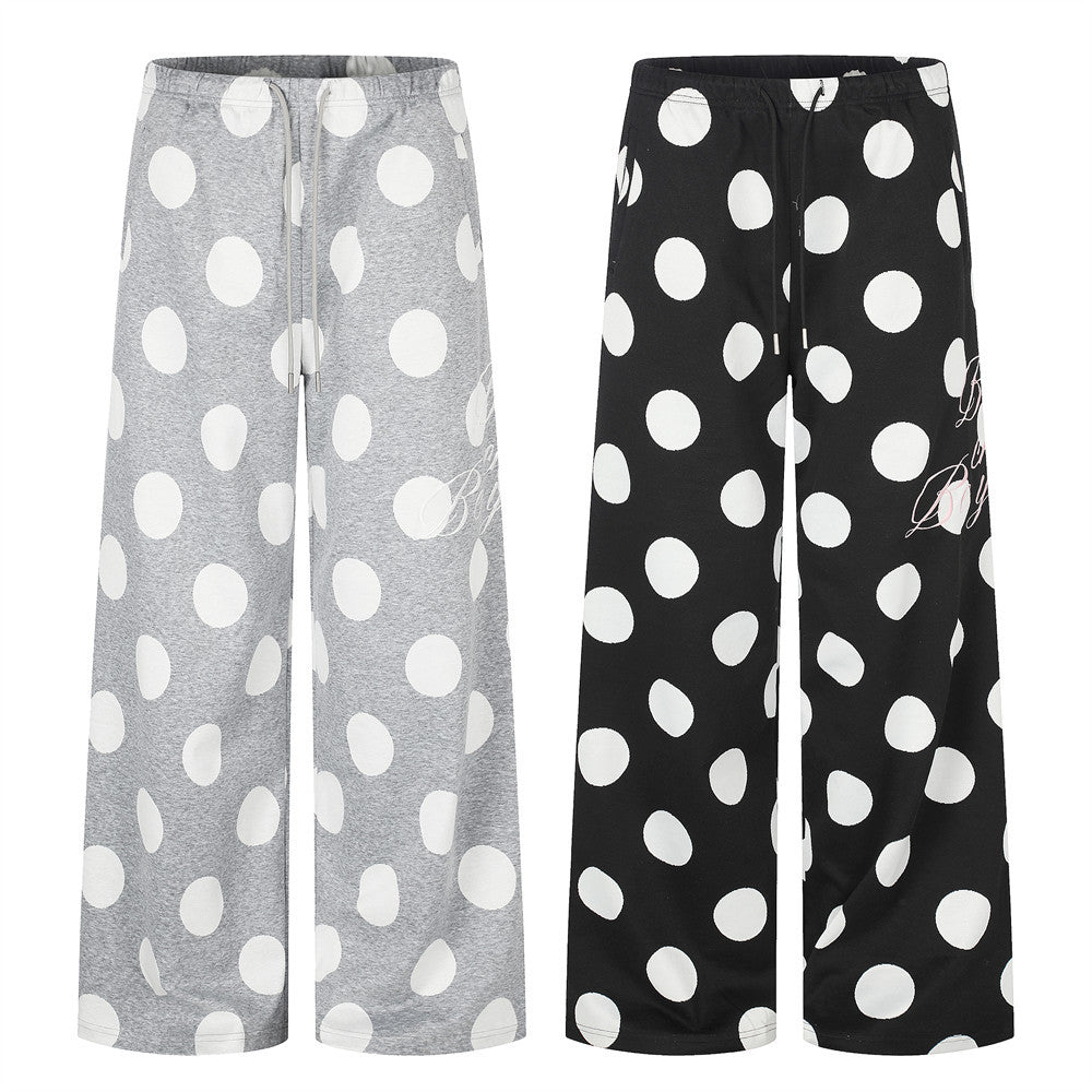 Polka Dot Wide-Leg Sweatpants – Oversized Streetwear Jogger Pants