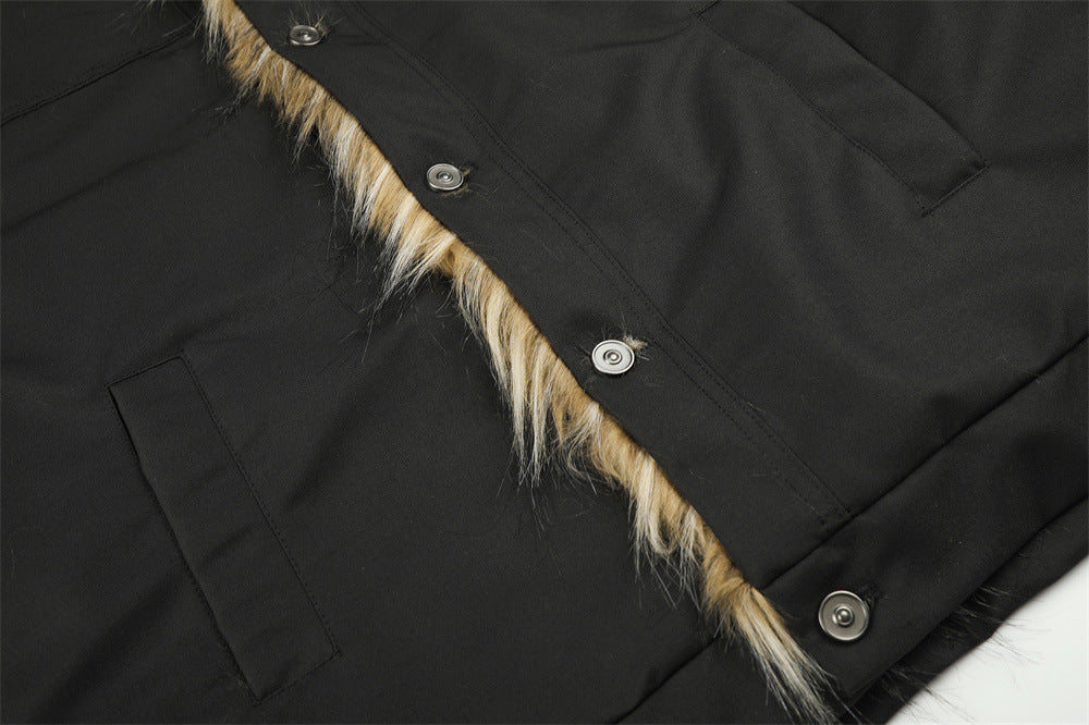 Faux Fur Trim Stand Collar Padded Jacket – Relaxed Fit Men's Winter Coat