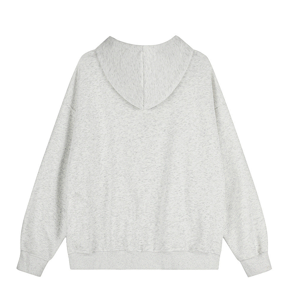 Oversized Zip-Up Hoodie with Studded Seam Detail – Acid Wash & Grey