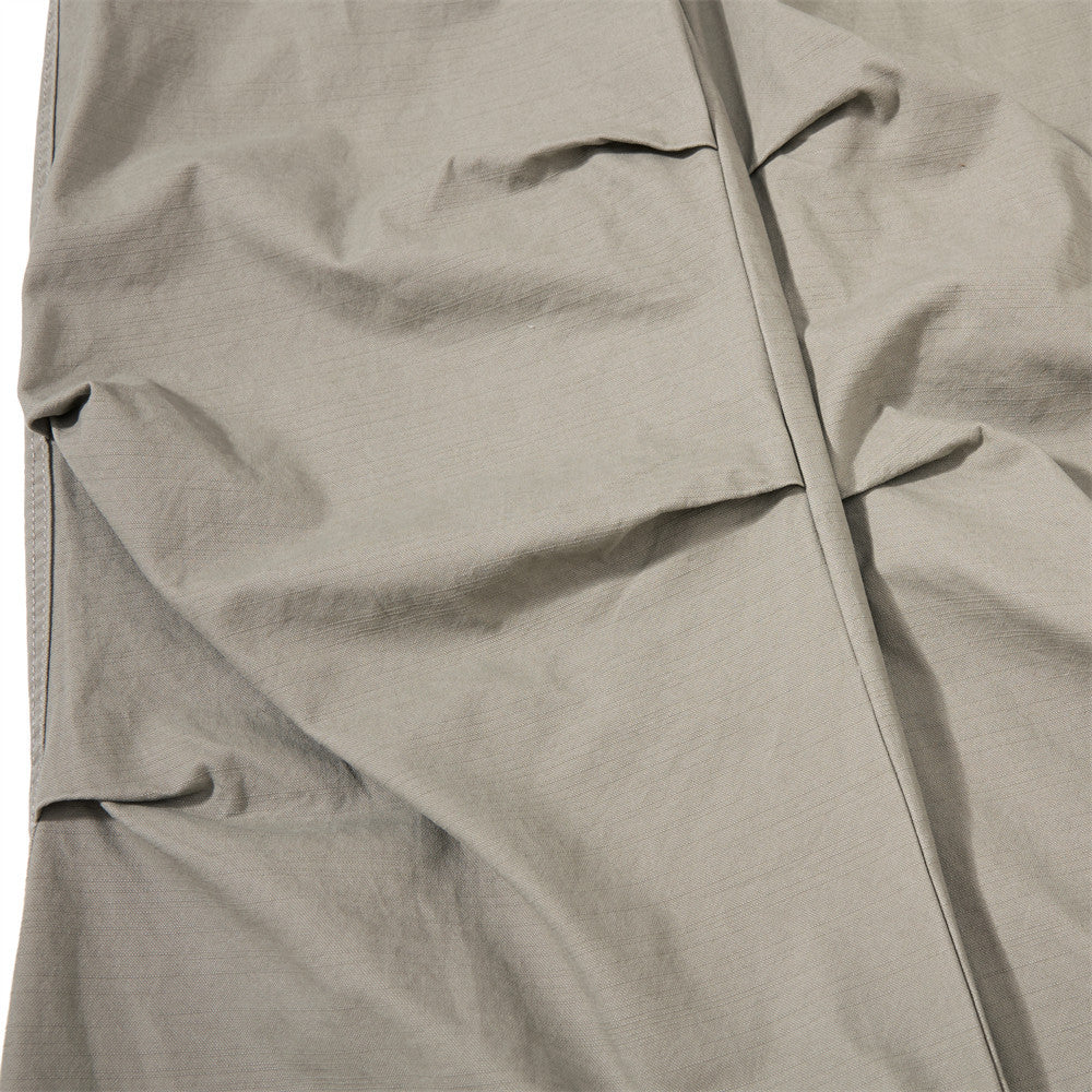 One-Shoulder Bib Overalls – Wide-Leg Cargo Pants with Zip Pockets & Pintuck