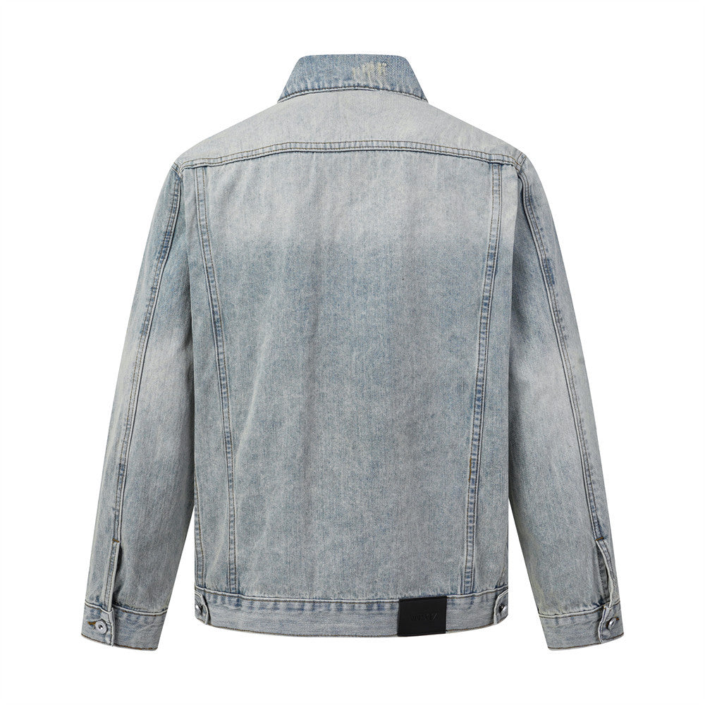 Veste en jean homme délavée et usée – Style street vintage punk