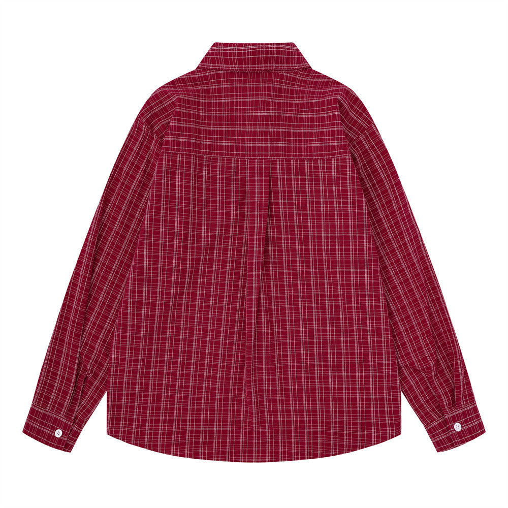 Flannel Long Sleeve Shirt Men – Oversized Plaid Abstract Face & Letter Print