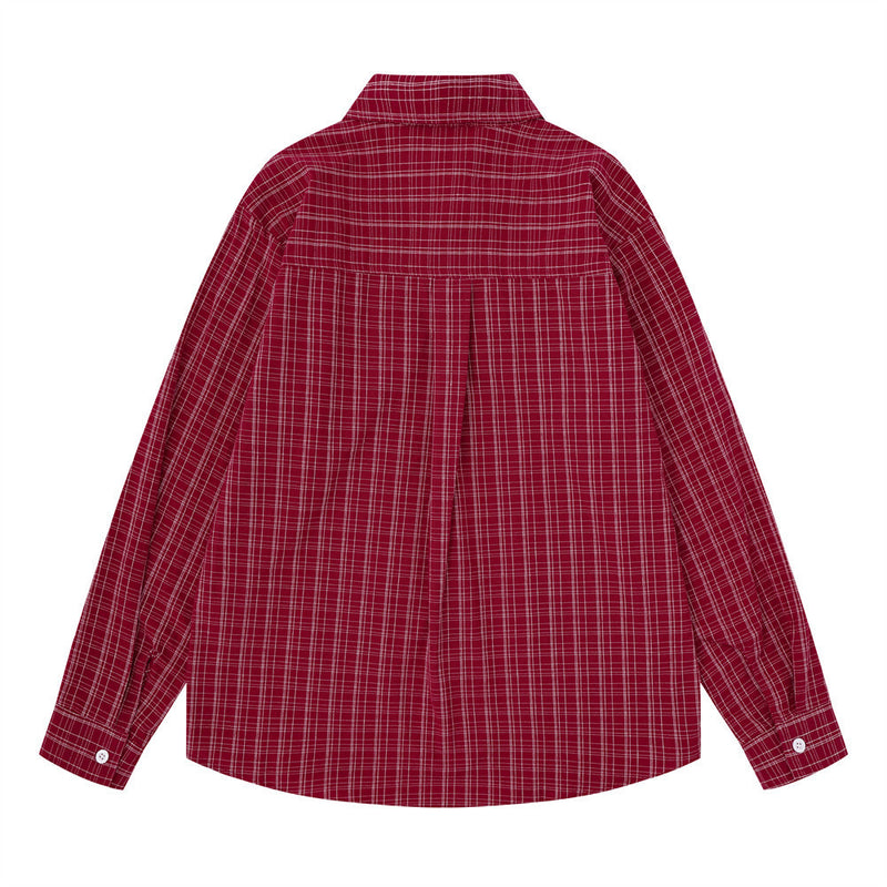 Flannel Long Sleeve Shirt Men – Oversized Plaid Abstract Face & Letter Print
