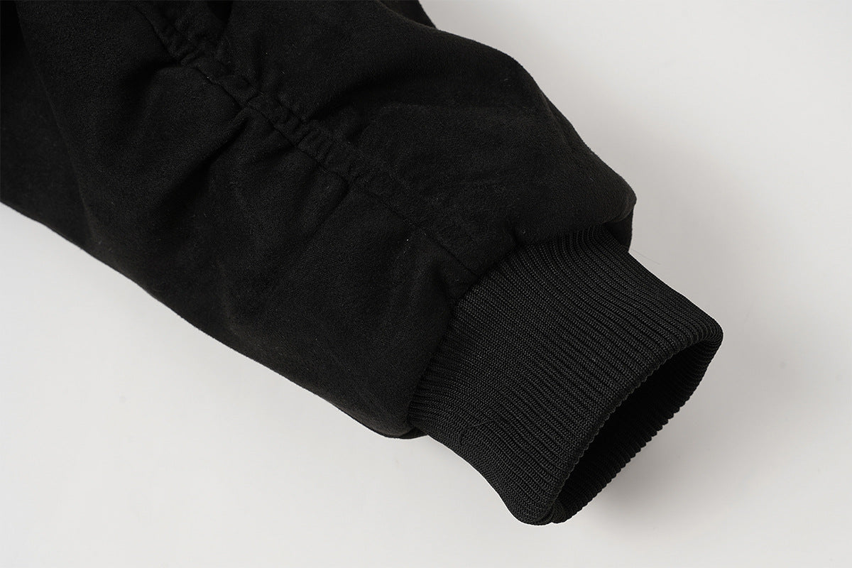 Bomber en suédine avec capuche en fausse fourrure – Manteau d’hiver oversize