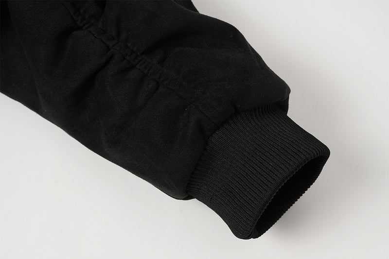Bomber en suédine avec capuche en fausse fourrure – Manteau d’hiver oversize