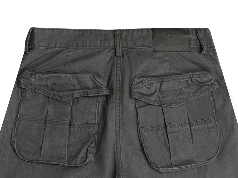 Herren-Wide-Leg-Cargohose – Grau, Gerader Fit mit mehreren Taschen