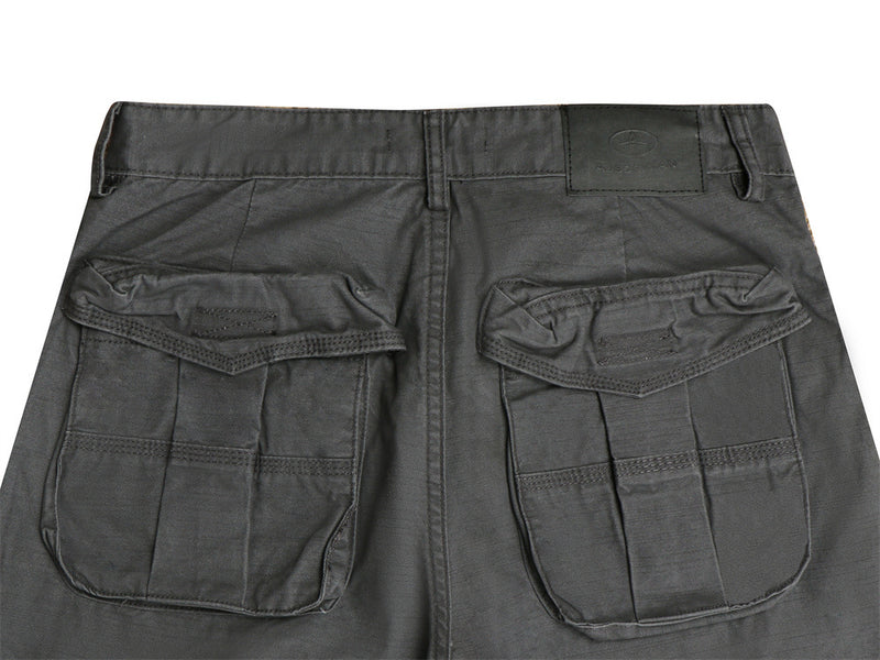 Herren-Wide-Leg-Cargohose – Grau, Gerader Fit mit mehreren Taschen