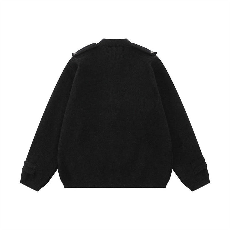 Veste en maille zippée d’inspiration militaire – Cardigan oversize à col montant avec