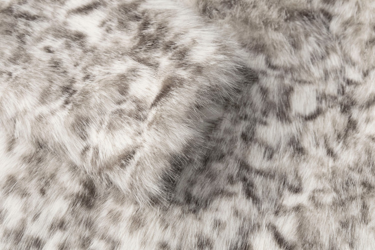 Faux Fur Leopard Print Jacket – Grey Snow Leopard Short Coat